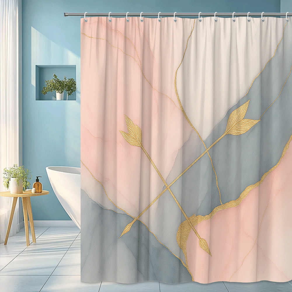 Home Textiles Luxury Curtains - ستارة دش عصرية بطبعة أوراق ذهبية