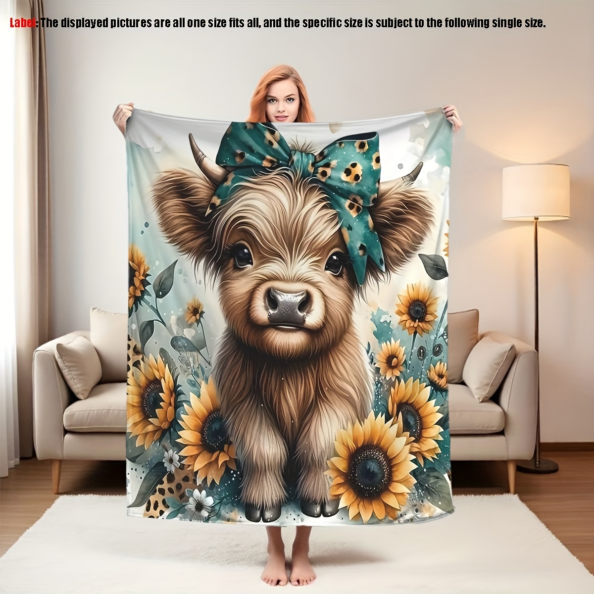 بطانية فلانيل ناعمة بطبعة بقرة - مراجعة Highland Home Textiles وسعره