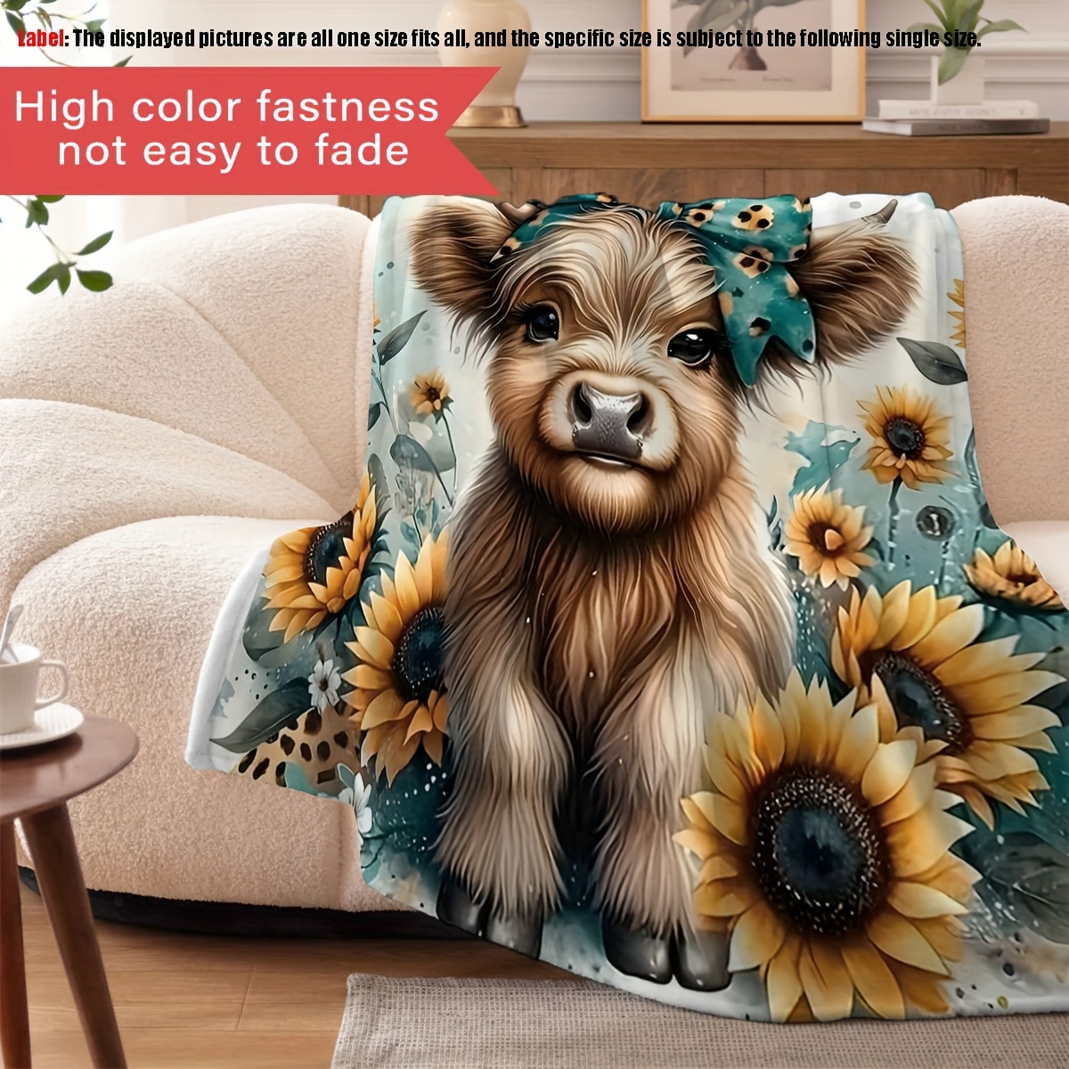 بطانية فلانيل ناعمة بطبعة بقرة - مراجعة Highland Home Textiles وسعره