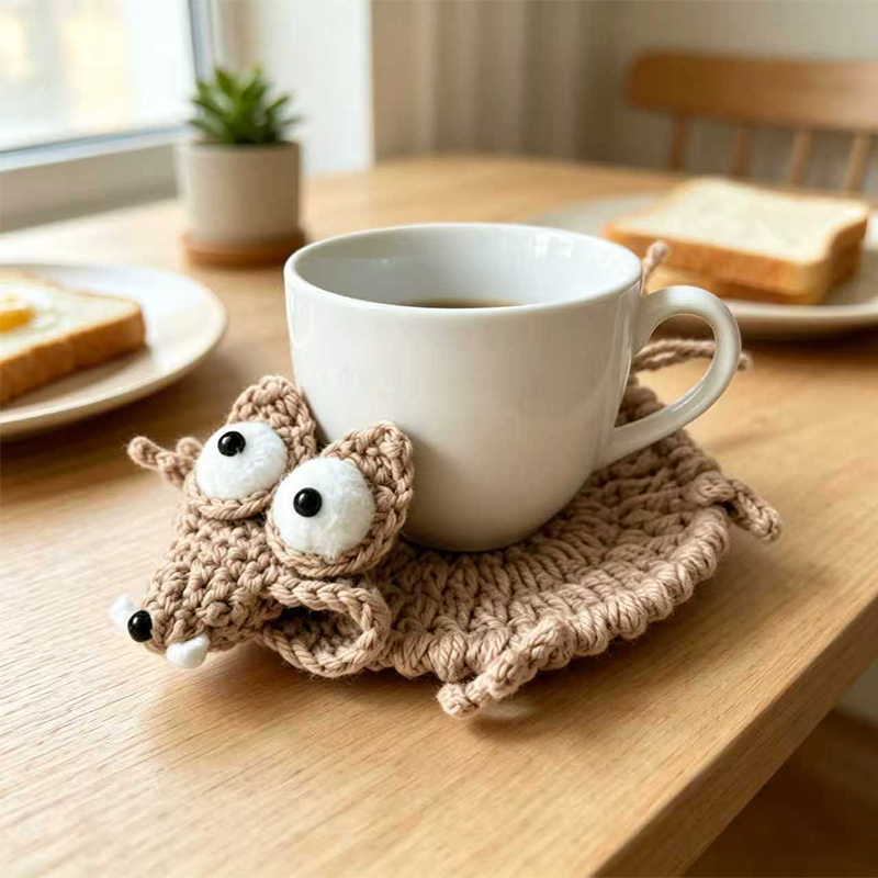 حامل أكواب حيوانات كروشيه لطيف - مراجعة Home Textiles Today وسعره