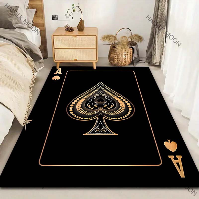 سجادة بنمط ورقة اللعب أسود الل - مراجعة Luxury Home Textiles Usa وسعره