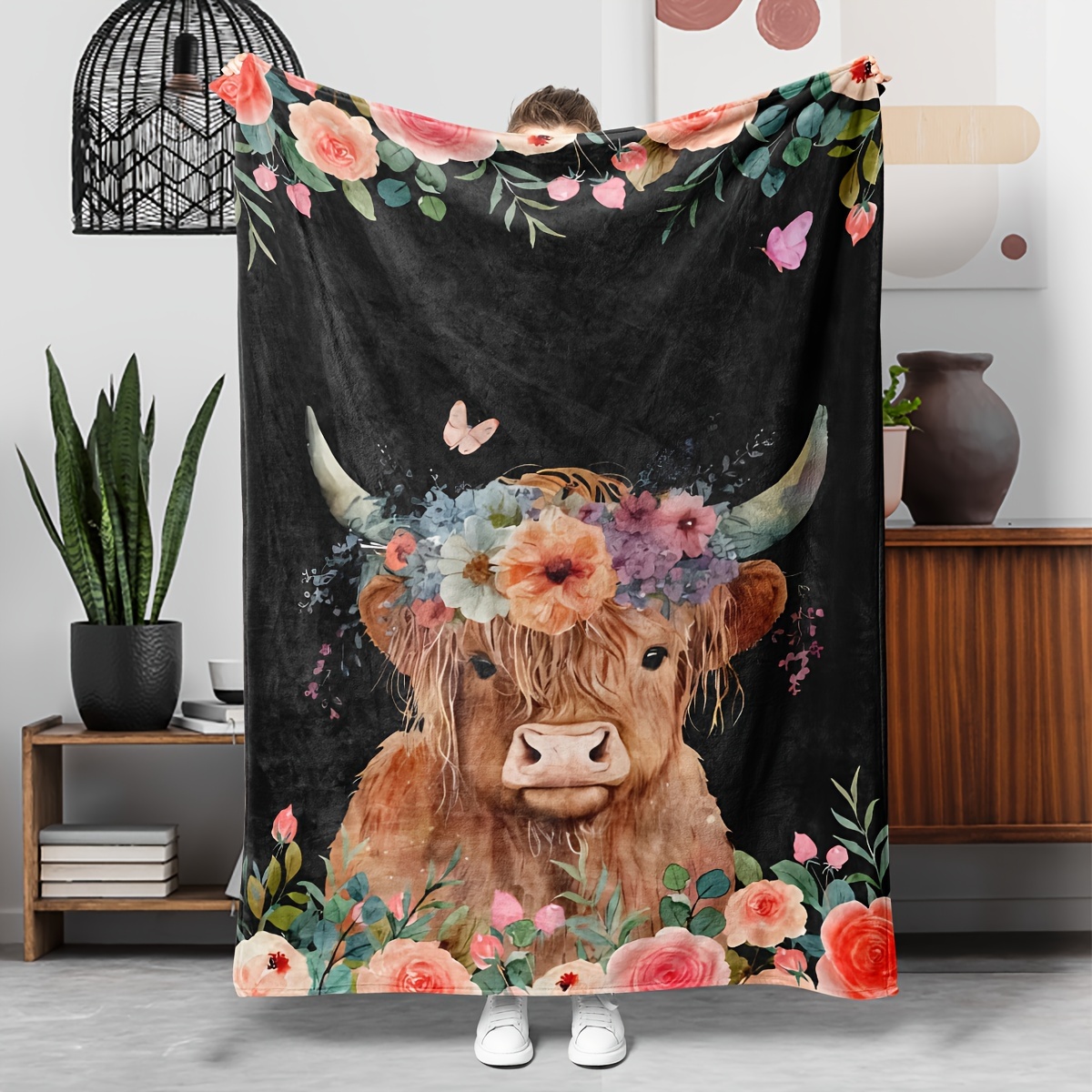 بطانية رمي الفانيلا: بقرة المر - مراجعة Highland Home Textiles وسعره