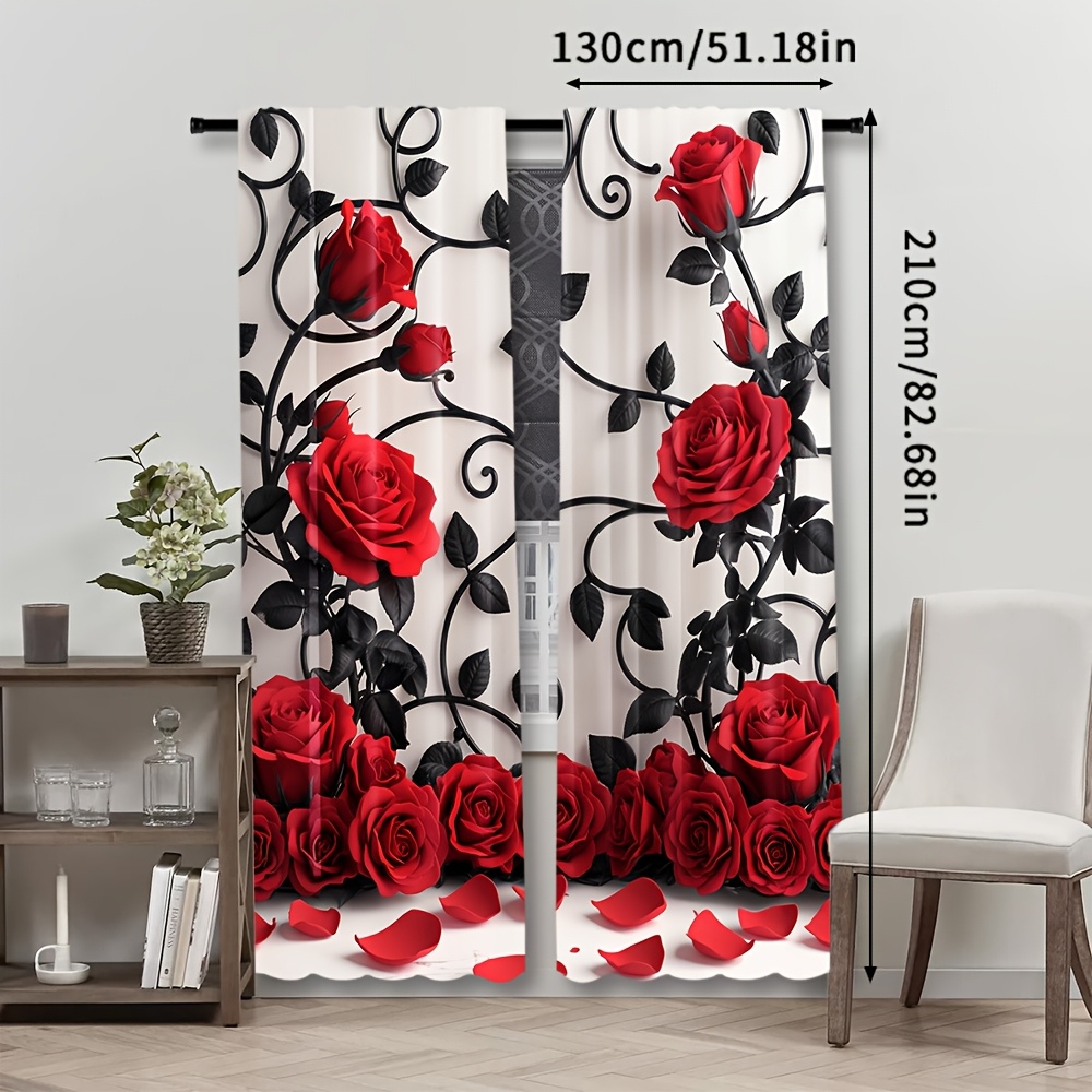 ستائر فاخرة بنمط الورد الأحمر، - مراجعة Home Textiles Luxury Curtains وسعره