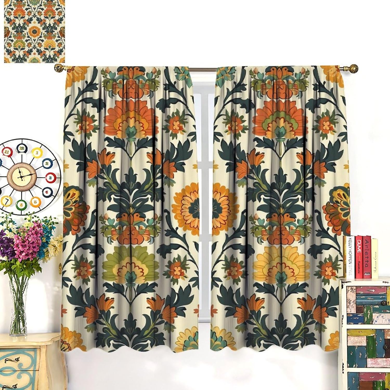 ستائر فاخرة بطباعة زهور من الب - مراجعة Home Textiles Luxury Curtains وسعره